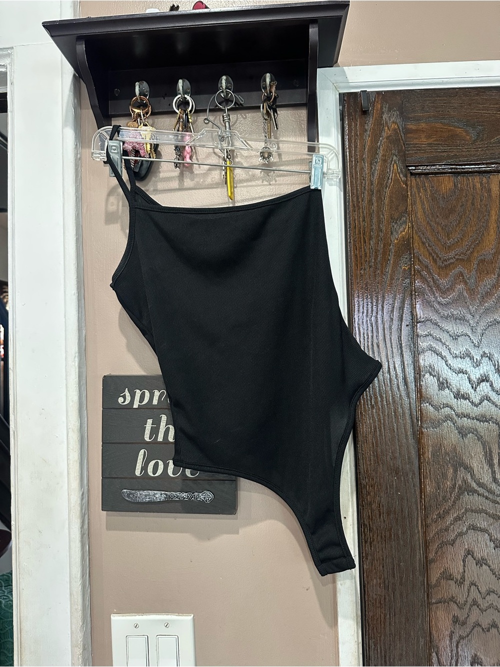 Boohoo Black Asymmetric One-Shoulder Bodysuit